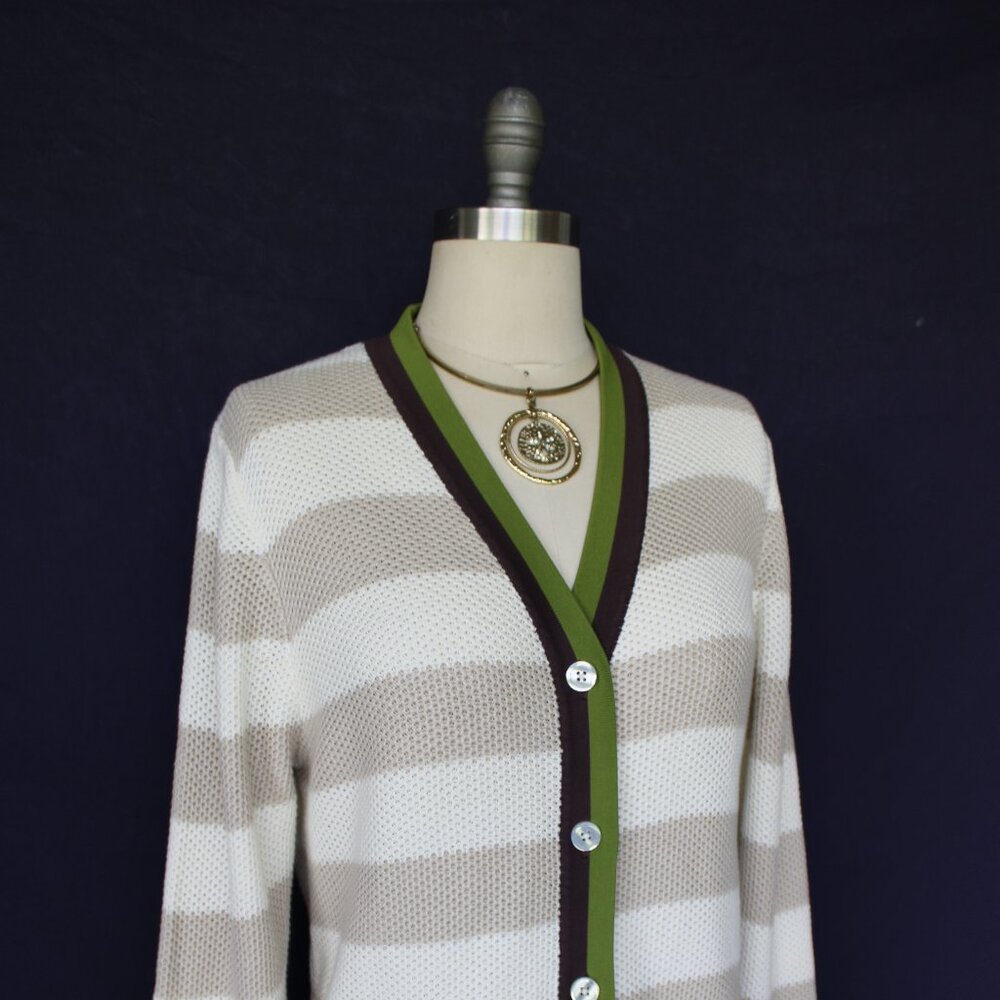 KULE Raven cardigan sinclair stripe sweater varsity polo cotton jumper $298 M - Picture 7 of 11